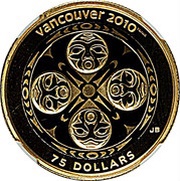 75 Dollars - Elizabeth II Four Host First Nations, Canada, 2008 reverse image