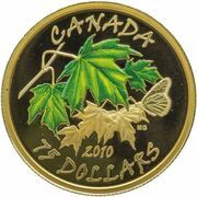 75 Dollars - Elizabeth II Summer Colour Maple Leaves, Canada, 2010 reverse image