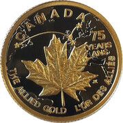 75 Dollars - Elizabeth II Allied gold, Canada, 2015 reverse image