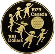 100 Dollars - Elizabeth II International Year of The Child, Canada, 1979 reverse image