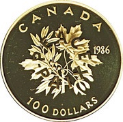 100 Dollars - Elizabeth II Peace, Canada, 1986 reverse image