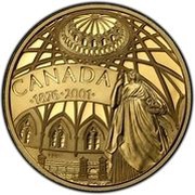 100 Dollars - Elizabeth II Library of Parliament, Canada, 2001 reverse image