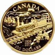 100 Dollars - Elizabeth II Canada's First Railway, Canada, 2011 reverse image