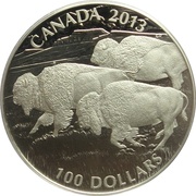 100 Dollars - Elizabeth II Bison, Canada, 2013 reverse image