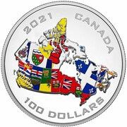 100 Dollars - Elizabeth II Canada’s Provincial and Territorial Flags, Canada, 2021 reverse image