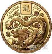 100 Dollars In the name of Elizabeth II; Lunar Year of the Dragon, Canada, 2024 reverse image