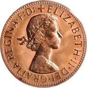 1 Penny - Elizabeth II 1st Portrait; with "F:D:" obverse image