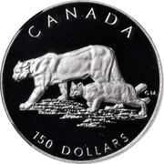 150 Dollars - Elizabeth II Cougar; Platinum reverse image