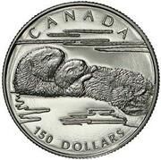 150 Dollars - Elizabeth II Sea Otter; platinum, Canada, 1994 reverse image
