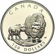 150 Dollars - Elizabeth II Muskox; platinum, Canada, 1999 reverse image