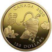 150 Dollars - Elizabeth II Year of the Rat, Canada, 2020 reverse image