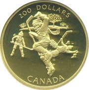 200 Dollars - Elizabeth II Hockey, a National Passion, Canada, 1991 reverse image