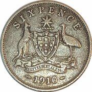 6 Pence - Edward VII, Australia, 1910 reverse image