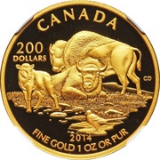 200 Dollars - Elizabeth II The Bison at Home, Canada, 2014 reverse image