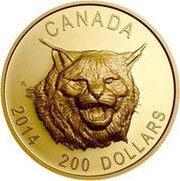 200 Dollars - Elizabeth II L'indomptable lynx du Canada, Canada, 2014 reverse image