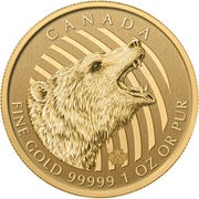 200 Dollars - Elizabeth II Roaring Grizzly, Canada, 2016 reverse image