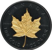 200 Dollars - Elizabeth II 4th Portrait; Rhodium Plated Maple Leaf, Canada, 2020 reverse image