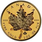 200 Dollars - Elizabeth II Super Incuse Gold Maple Leaf, Canada, 2021 reverse image