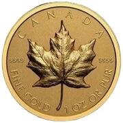 200 Dollars - Elizabeth II Ultra High Relief Gold Maple Leaf, Canada, 2022 reverse image