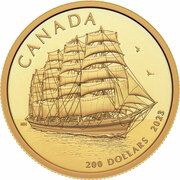 200 Dollars In the name of Elizabeth II; Full-Rigged Ship, Canada, 2023 reverse image