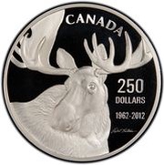 250 Dollars - Elizabeth II Moose, The Moose Family, Canada, 2012 reverse image