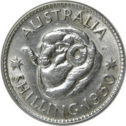 1 Shilling - George VI without "IND:IMP", Australia, 1950-1952 reverse image