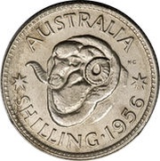 1 Shilling - Elizabeth II 1st Portrait - with "F:D:", Australia, 1955-1963 reverse image