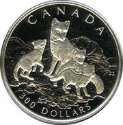 300 Dollars - Elizabeth II Arctic fox; platinum reverse image