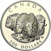 300 Dollars - Elizabeth II Muskox; platinum, Canada, 1999 reverse image