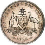 1 Florin - Edward VII, Australia, 1910 reverse image