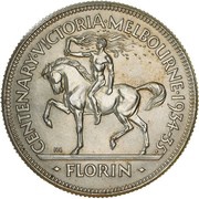 1 Florin - George V Victoria and Melbourne Centenary reverse image