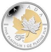300 Dollars - Elizabeth II 25th Anniversary of the Platinum Maple Leaf, Canada, 2013 reverse image