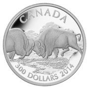 300 Dollars - Elizabeth II Fighting Bison, Canada, 2014 reverse image