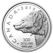 300 Dollars - Elizabeth II Grizzly Bear, Canada, 2015 reverse image