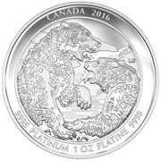 300 Dollars - Elizabeth II Grizzly Bear: The Struggle, Canada, 2016 reverse image