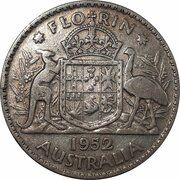 1 Florin - George VI without "IND:IMP", Australia, 1951-1952 reverse image
