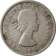 1 Florin - Elizabeth II 1st Portrait - without "F:D:" obverse image