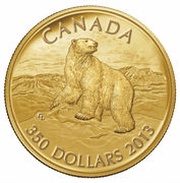 350 Dollars - Elizabeth II Polar Bear, Canada, 2013 reverse image