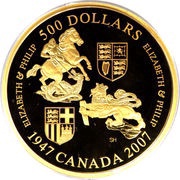 500 Dollars - Elizabeth II Wedding, Canada, 2007 reverse image