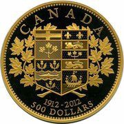 500 Dollars In the name of George V; First Canadian Gold Coins, Canada, 2012 reverse image