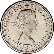 1 Florin - Elizabeth II 1st Portrait - with "F:D:" obverse image