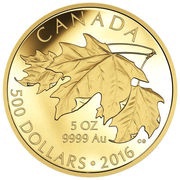 500 Dollars - Elizabeth II Maple Leaves, Canada, 2016 reverse image