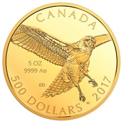 500 Dollars - Elizabeth II Red-Tailed Hawk, Canada, 2017 reverse image