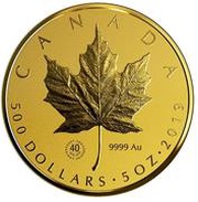 500 Dollars - Elizabeth II Maple Leaves, Canada, 2019 reverse image