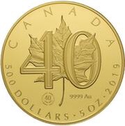 500 Dollars - Elizabeth II Gold Maple Leaf, Canada, 2019 reverse image