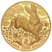 2500 Dollars In the name of Elizabeth II; Lunar Year of the Rabbit, Canada, 2023 reverse image