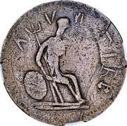 ½ Penny George III right, Canada, 1835 reverse image
