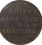 ½ Penny Imitation - Ships, Colonies and Commerce, Canada, 1835 reverse image