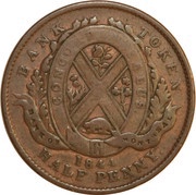 ½ Penny - Bank of Montreal, Canada, 1842-1845 reverse image