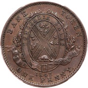 1 Penny - Montréal Bank Token, Canada, 1837-1842 reverse image